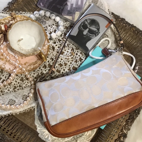Coach Handbags - Rare Coach Y2K Demi Signature Monogram Mini Bag Vintage Baguette White Ivory 00‘